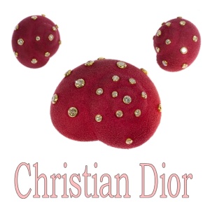 Signed Christian Dior Diamond Snail Brooch and Clip Earrings, circa 1950 to 1960